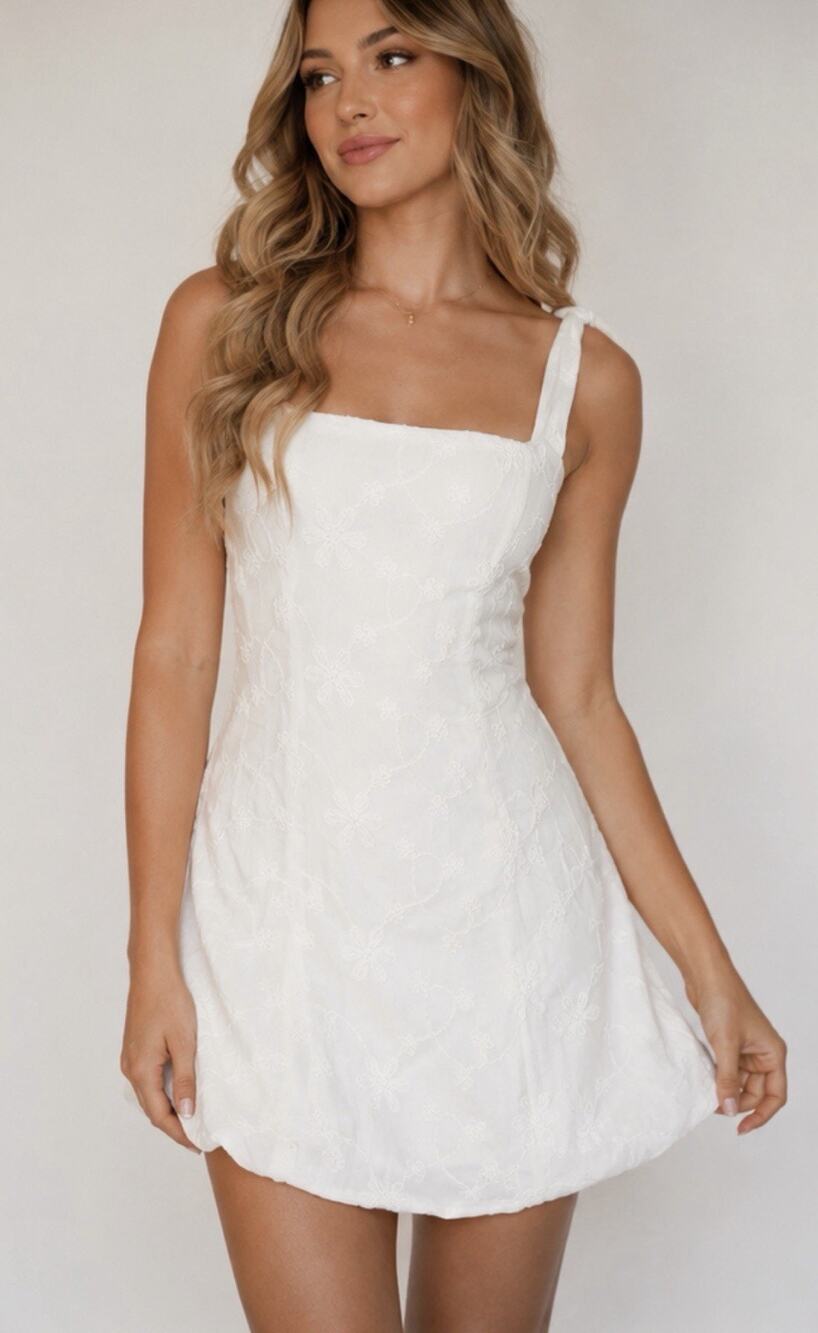 Princess Polly Embroidered Mini Dress White Size 0 (AQ12)